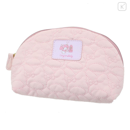 Japan Sanrio Round Pouch - My Melody / Light Pink Embroidered - 1