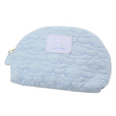 Japan Sanrio Round Pouch - Cinnamoroll / Blue Embroidered