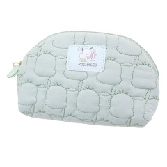 Japan Sanrio Round Pouch - Pochacco / Green Embroidered