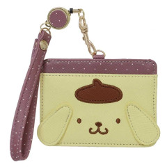 Japan Sanrio Pass Case Card Holder with Reel - Pompompurin / Face