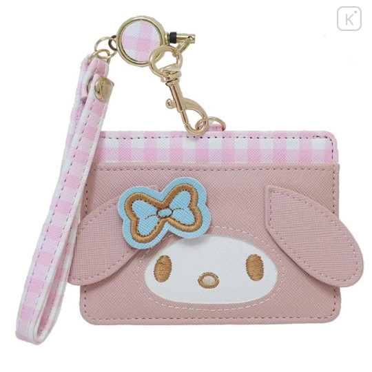 Japan Sanrio Pass Case Card Holder with Reel - My Melody / Face - 1