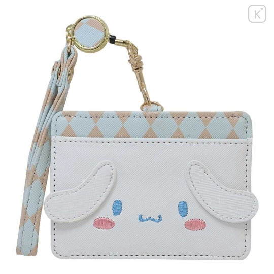 Japan Sanrio Pass Case Card Holder with Reel - Cinnamoroll / Face - 1