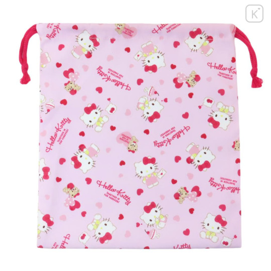 Japan Sanrio Drawstring Bag (M) - Hello Kitty / Lovely Pink - 1