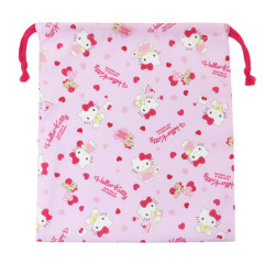 Japan Sanrio Drawstring Bag (M) - Hello Kitty / Lovely Pink