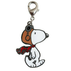 Japan Peanuts Metal Charm Keychain - Snoopy / Pilot