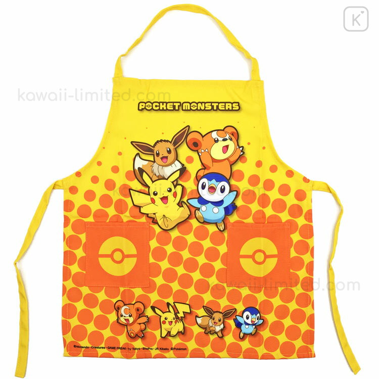 Japan Pokemon Children's Apron H110cm - Yellow & Orange