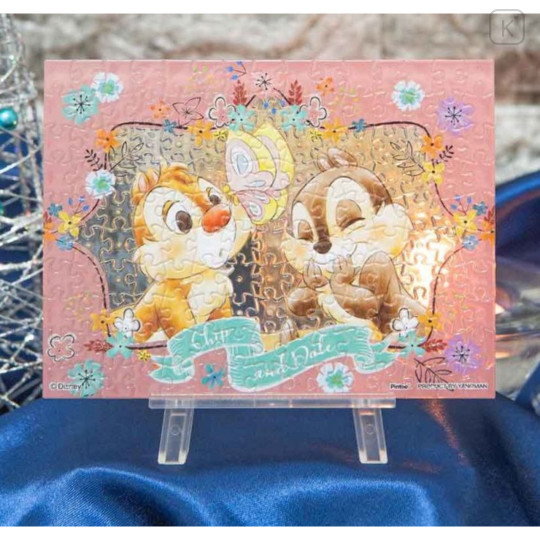 Japan Disney Jigsaw Petit Pulier Clear Puzzle 150pcs & Frame - Chip & Dale / Prank Butterfly - 2