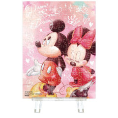 Japan Disney Jigsaw Petit Pulier Clear Puzzle 150pcs & Frame - Mickey & Minnie Mouse