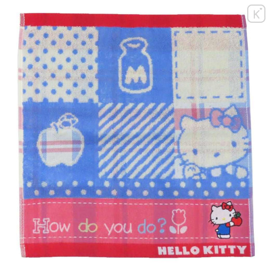 Japan Sanrio Jacquard Wash Towel - Hello Kitty / How do you do - 1