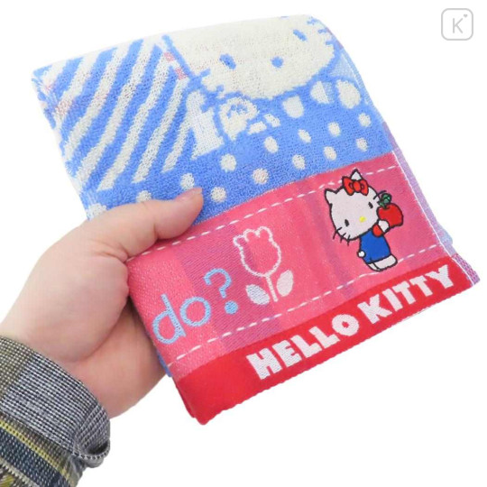 Japan Sanrio Jacquard Wash Towel - Hello Kitty / How do you do - 3