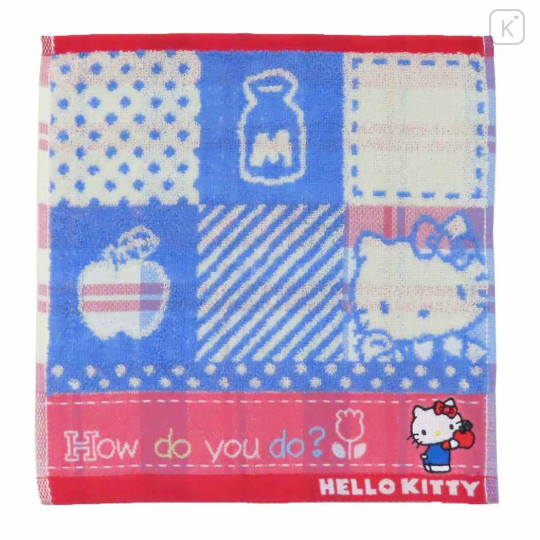 Japan Sanrio Jacquard Towel Handkerchief - Hello Kitty / How do you do - 1