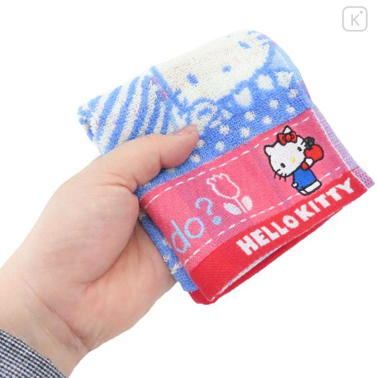 Japan Sanrio Jacquard Towel Handkerchief - Hello Kitty / How do you do - 3