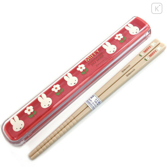 Japan Miffy Chopsticks 16.5cm with Case - Pink / Flora - 1