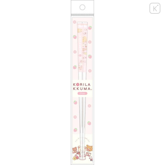 Japan San-X Clear Chopsticks 21cm - Rilakkuma / Full of Strawberry Day A - 1