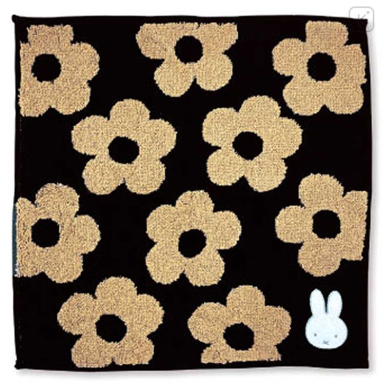 Japan Miffy Embroidered Mini Towel - Black / Flora - 1