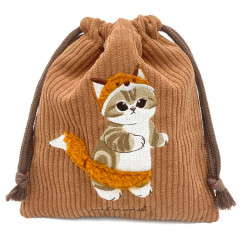 Japan Mofusand Fluffy Embroidered Drawstring Bag - Cat / Fox