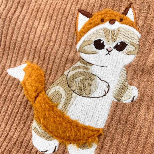 Japan Mofusand Fluffy Embroidered Drawstring Bag - Cat / Fox - 3