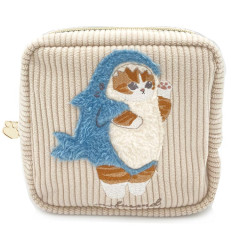 Japan Mofusand Fluffy Embroidered Cosmetic Pouch - Cat / Shark