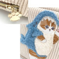 Japan Mofusand Fluffy Embroidered Cosmetic Pouch - Cat / Shark - 4
