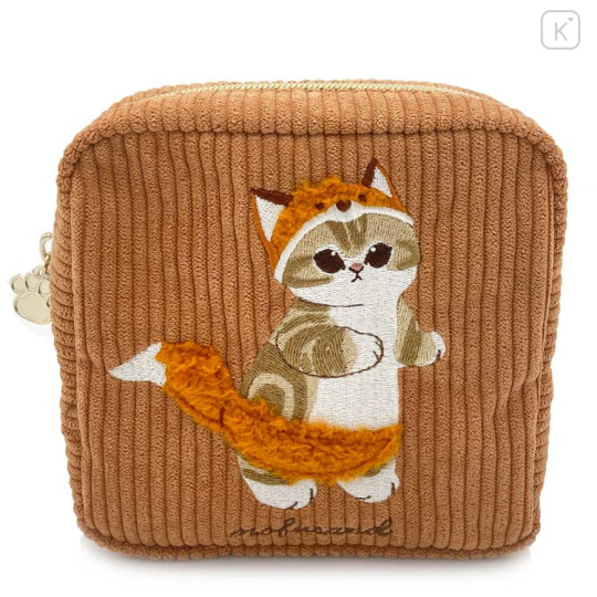 Japan Mofusand Fluffy Embroidered Cosmetic Pouch - Cat / Fox - 1