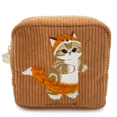 Japan Mofusand Fluffy Embroidered Cosmetic Pouch - Cat / Fox