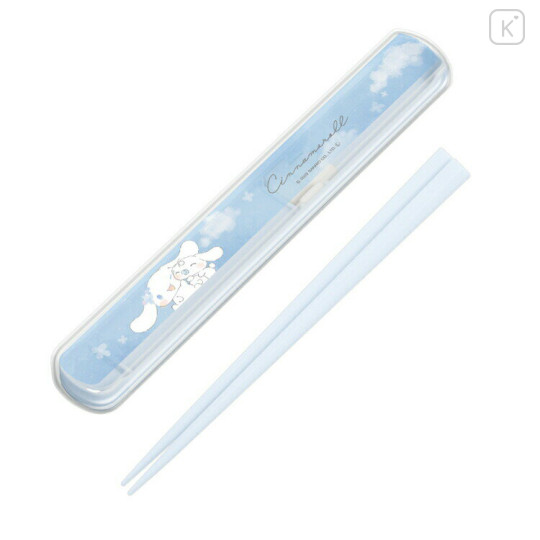 Japan Sanrio 19.5cm Chopsticks with Case - Cinnamoroll / Milk Blue Sky - 1