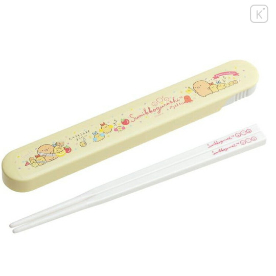 Japan San-X 18cm Chopsticks with Case - Sumikko Gurashi / Tonkatsu & Ebifurai no Shippo Fried Shrimp Tail - 1