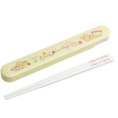 Japan San-X 18cm Chopsticks with Case - Sumikko Gurashi / Tonkatsu & Ebifurai no Shippo Fried Shrimp Tail