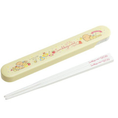 Japan San-X Chopsticks 18cm with Case - Sumikko Gurashi / Tonkatsu & Ebifurai no Shippo Fried Shrimp Tail