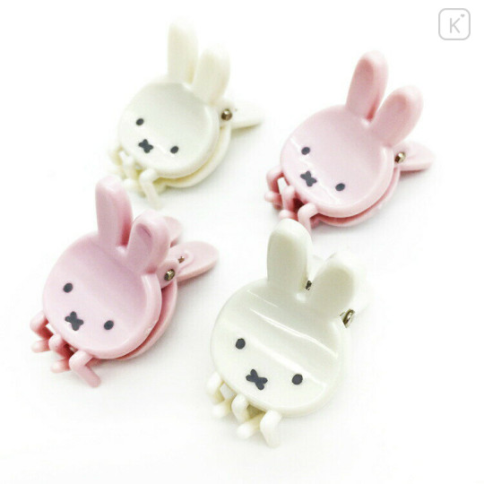 Japan Miffy Mini Hair Claw Clip 4pcs - White & Pink - 2