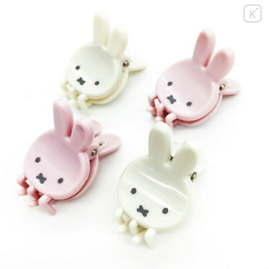 Japan Miffy Mini Hair Clip 4pcs - White & Pink - 2