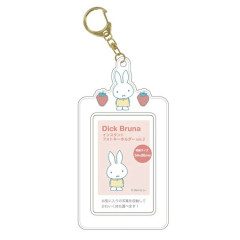 Japan Miffy Photo Holder Card Case Keychain - White / Strawberry