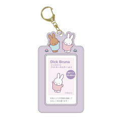 Japan Miffy Photo Holder Card Case Keychain - Miffy & Melanie / Purple