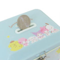 Japan Sanrio Can Piggy Bank with Lock Case - Characters / Light Blue Daisy - 4