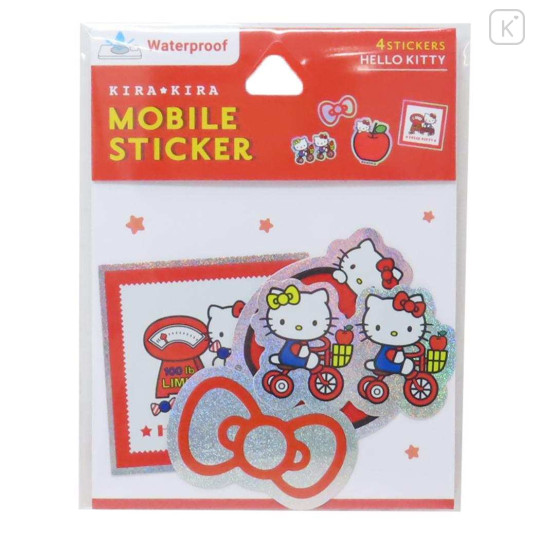 Japan Sanrio Vinyl Deco Glitter Sticker Set - Hello Kitty / Laptop Tablet - 1