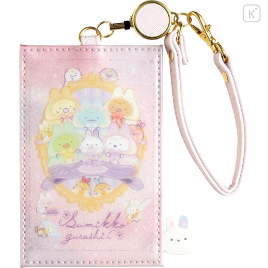 Japan San-X Plush Pass Case with Reel - Sumikko Gurashi / Rabbit's Mysterious Spell - 1