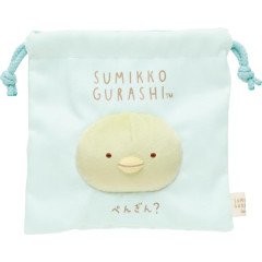 Japan San-X 3D Fluffy Face Drawstring Bag - Sumikko Gurashi / Penguin?