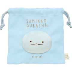 Japan San-X 3D Fluffy Face Drawstring Bag - Sumikko Gurashi / Tokage