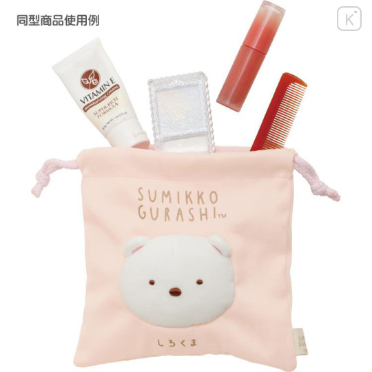 Japan San-X 3D Fluffy Face Drawstring Bag - Sumikko Gurashi / Tokage - 3