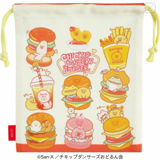 Japan San-X Drawstring Bag - Chickip Dancers / Yummy Yummy Burger - 2