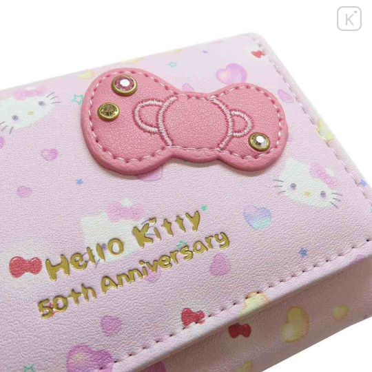 Japan Sanrio Trifold Wallet - Hello Kitty / Light Pink & Gold / 50th Anniversary - 3