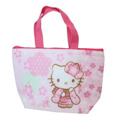 Japan Sanrio Insulated Cooler Lunch Bag - Hello Kitty / Sakura Kimono