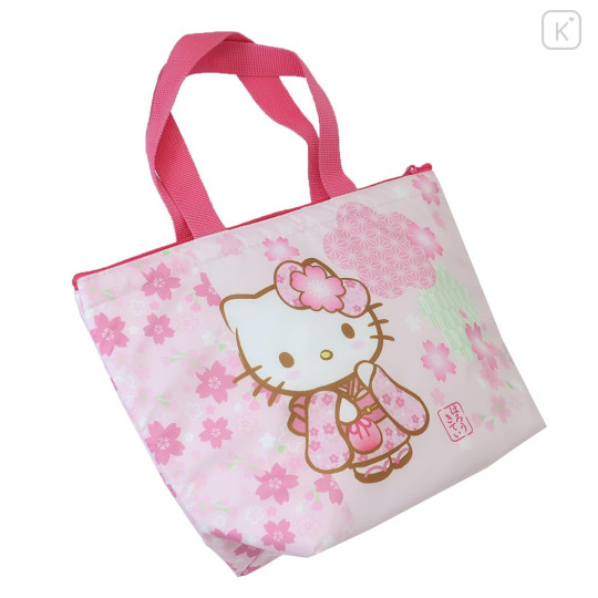 Japan Sanrio Insulated Cooler Lunch Bag - Hello Kitty / Sakura Kimono - 2