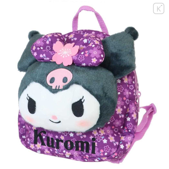 Japan Sanrio Plush Kids Backpack - Kuromi / Sakura Kimono - 1