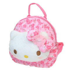 Japan Sanrio Plush Kids Backpack - Hello Kitty / Sakura Kimono