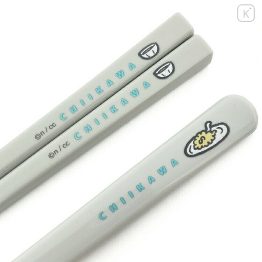 Japan Chiikawa 18cm Chopsticks & Spoon with Case - Blue & Grey - 2