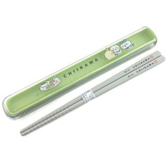 Japan Chiikawa 16.5cm Chopsticks with Case - Green & Grey