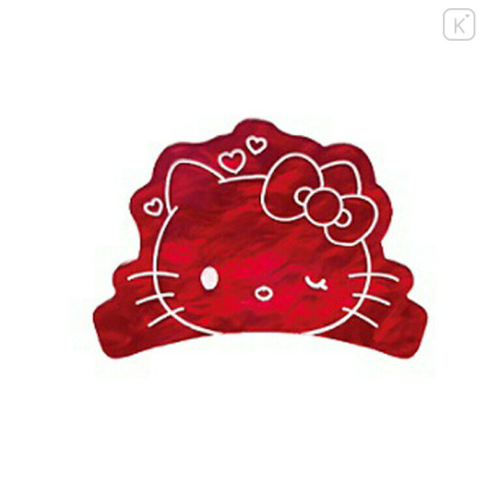 Japan Sanrio Pearl Acrylic Hair Claw Clip - Hello Kitty : Wink Red - 1