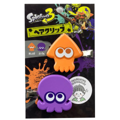 Japan Splatoon Hair Clip Set of 2 - Squid Orange & Octopus Purple