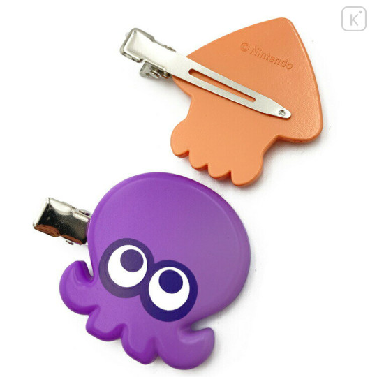 Japan Splatoon3 Hair Clip Set of 2 - Squid Orange & Octopus Purple - 2